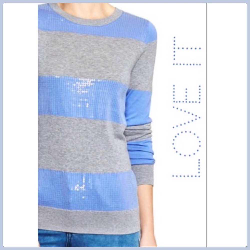 Glittering Old Navy Blue & Gray Strip Sequin Sweater - Picture 1 of 8